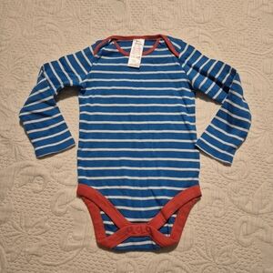 Baby boden boys 18-24 months blue & white stripe bodysuit VGUC